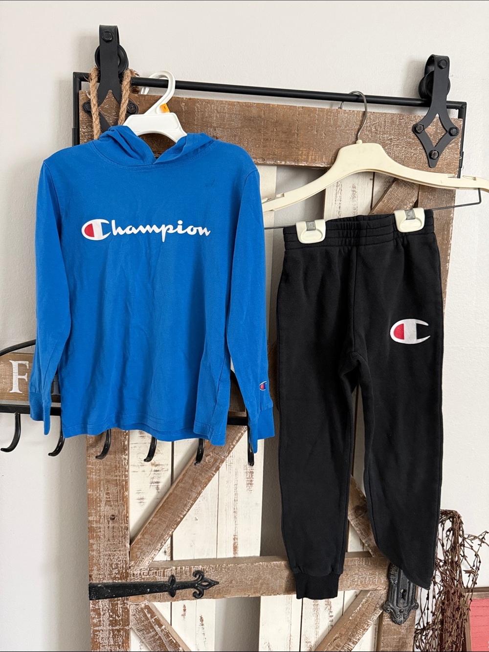 Champion Royal Blue Hoodie with Black Joggers Set